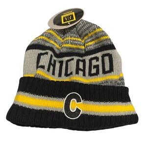 Robin Ruth Chicago Beanie Hat Knit Grey Black Yellow C Logo Original Illinois